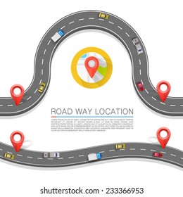 Paved Path On The Road, Road Way Location, Road Location Icon, Vector Background