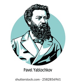 Pavel Yablochkov is a Russian electrical engineer, military engineer, inventor and entrepreneur. He is known for his inventions in the field of electrical engineering. Hand drawn vector illustration