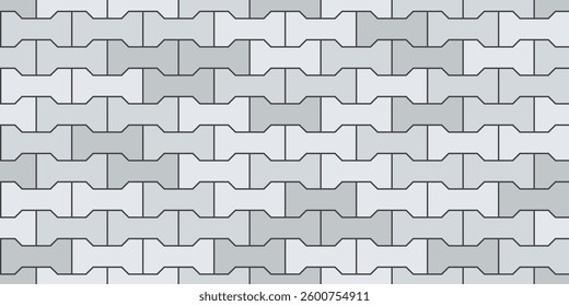Pavement brick seamless pattern. Sidewalk floor texture. Street paver block road. Geometric brick tiles seamless pattern. Vector illustration isolated on white background.