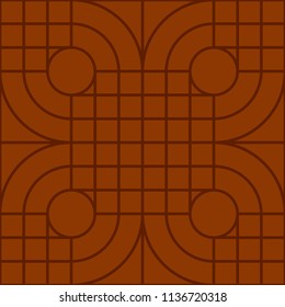 Pavement brown floor block tiles seamless vector pattern.