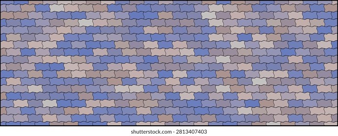 Pavement Cobblestone Block, Pavement Paver Cobble, Pavement Block Cobble. Modern Abstract Surface Concept with Stylish Vintage Masonry Illustration.