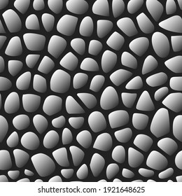 Pavement from gray pebbles seamless pattern. Geometric decorative mosaic of smooth sea stones composite grainy fill with natural vector design.
