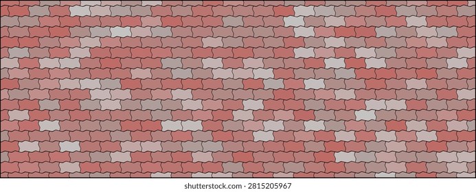 Pavement Texture Cobblestone, Pavement Tile Cobblestone, Pavement Stone Paver. Classic Outdoor Walkway Background with Decorative Mosaic Pattern Design.