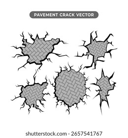 Pavement Wall Vector, Cracked clipart illustration