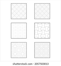 Paver block set of patterns Icon vector Line on white background image for web, presentation, logo, Icon Symbol. 