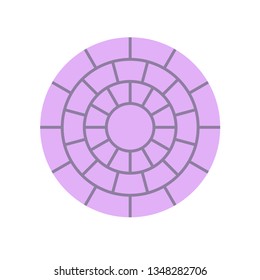 Paver block vector icon. For create circular pattern in garden and outdoor. That is landscape architecture material with texture on surface. Made from concrete, brick, natural stone i.e. cobblestone.