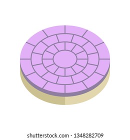 Paver block vector icon. For create circular pattern in garden and outdoor. That is landscape architecture material with texture on surface. Made from concrete, brick, natural stone i.e. cobblestone.