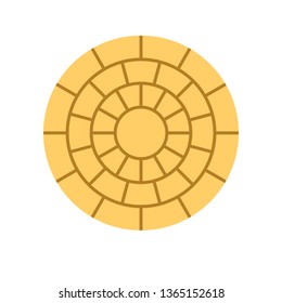 Paver block vector icon. For create circular pattern in garden and outdoor. That is landscape architecture material with texture on surface. Made from concrete, brick, natural stone i.e. cobblestone.