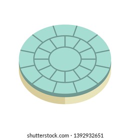 Paver block vector icon. For create circular pattern in garden and outdoor. That is landscape architecture material with texture on surface. Made from concrete, brick, natural stone i.e. cobblestone.