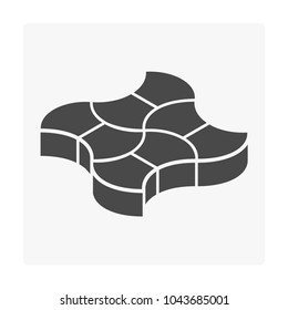 Paver brick icon or brick paving icon or paving stone icon. Manufactured from concrete or stone. For creating pavement floor or paved floor at outdoor go well with walkway or patio. Vector icon design