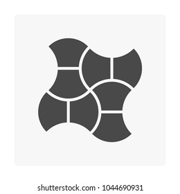 Paver brick icon or brick paving icon or paving stone icon. Manufactured from concrete or stone. For creating pavement floor or paved floor at outdoor go well with walkway or patio. Vector icon design