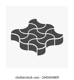 Paver brick icon or brick paving icon or paving stone icon. Manufactured from concrete or stone. For creating pavement floor or paved floor at outdoor go well with walkway or patio. Vector icon design