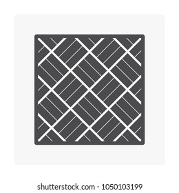 Paver brick icon or brick paving icon or paving stone icon. Manufactured from concrete or stone. For creating pavement floor or paved floor at outdoor go well with walkway or patio. Vector icon design