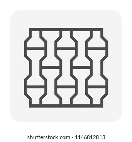 Paver brick icon or brick paving icon or paving stone icon. Manufactured from concrete or stone. For creating pavement floor or paved floor at outdoor go well with walkway or patio. Vector icon design