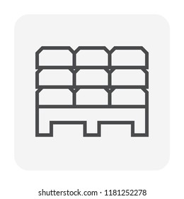 Paver brick icon or brick paving icon or paving stone icon. Manufactured from concrete or stone. For creating pavement floor or paved floor at outdoor go well with walkway or patio. 64x64 pixel icon.
