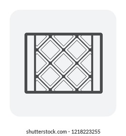 Paver brick icon or brick paving icon or paving stone icon. Manufactured from concrete or stone. For creating pavement floor or paved floor at outdoor go well with walkway or patio. Vector icon design