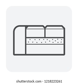 Paver brick icon or brick paving icon or paving stone icon. Manufactured from concrete or stone. For creating pavement floor or paved floor at outdoor go well with walkway or patio. Vector icon design