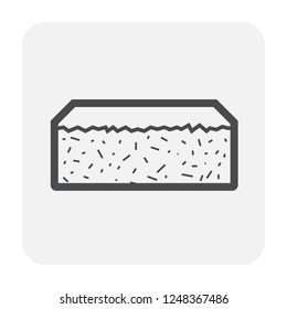 Paver brick icon or brick paving icon or paving stone icon. Manufactured from concrete or stone. For creating pavement floor or paved floor at outdoor go well with walkway or patio. Vector icon design