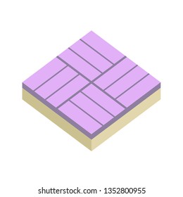 Paver brick icon or brick paving icon or paving stone icon. Manufactured from concrete or stone. For creating pavement floor or paved floor at outdoor go well with walkway or patio. Vector icon design