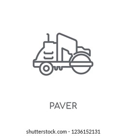 Paver linear icon. Modern outline Paver logo concept on white background from Construction collection. Suitable for use on web apps, mobile apps and print media.