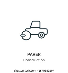 Paver outline vector icon. Thin line black paver icon, flat vector simple element illustration from editable construction concept isolated on white background