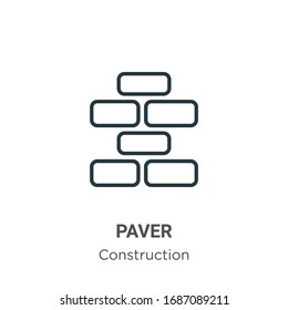 Paver outline vector icon. Thin line black paver icon, flat vector simple element illustration from editable construction concept isolated stroke on white background