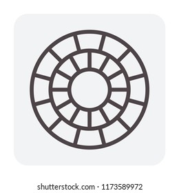 Paver or pavement floor vector icon.
That is paving stone, cobblestone, tile, brick, concrete block with round pattern. For landscape or exterior floor i.e. road, driveway, patio, walkway, pavement.