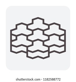 Paver or pavement floor vector icon.
That is paving stone, cobblestone, tile, brick, concrete block with trihex pattern. For landscape or exterior floor i.e. road, driveway, patio, walkway, pavement.