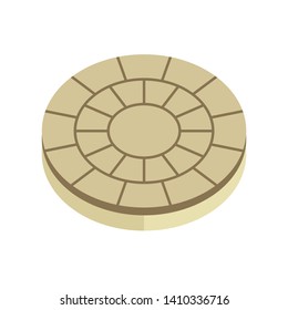 Paver or pavement floor vector icon.
That is paving stone, cobblestone, tile, brick, concrete block with round pattern. For landscape or exterior floor i.e. road, driveway, patio, walkway, pavement.