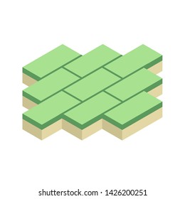 Paver or pavement floor vector icon.
That is paving stone, cobblestone, tile, brick, concrete block with stretcher bond pattern.
For landscape or exterior floor i.e. road, driveway, patio, walkway.