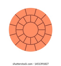 Paver or pavement floor vector icon.
That is paving stone, cobblestone, tile, brick, concrete block with round pattern. For landscape or exterior floor i.e. road, driveway, patio, walkway, pavement.