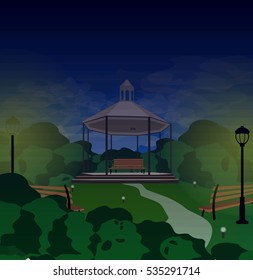 pavilion in evening  park