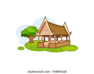pavilion icon in cartoon style isolated on white background