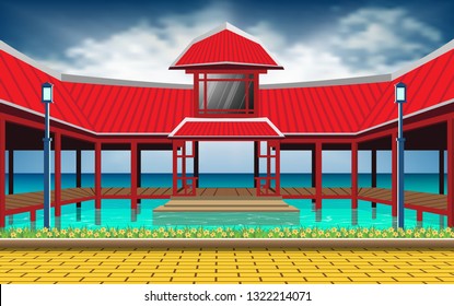pavilion in the sea
