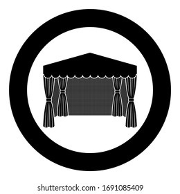 Pavilion for shopping Business tent Marquee for advertising icon in circle round black color vector illustration flat style image