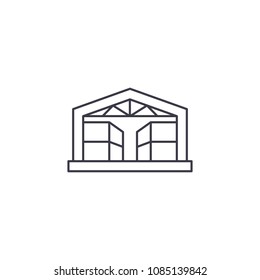 pavilion storehouse vector line icon, sign, illustration on background, editable strokes