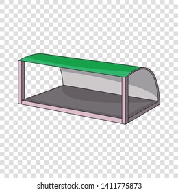 Pavilion for the train station or bus stop icon. Cartoon illustration of pavilion for the train station or bus stop vector icon for web