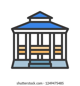 Pavillion vector icon, filled outline design editable stroke