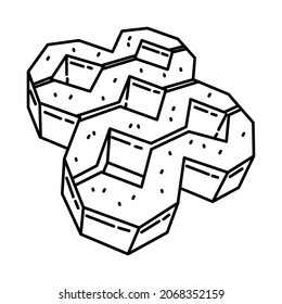 Paving Block Part of Contractor Material and Equipment Device Hand Drawn Icon Set Vector.