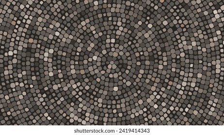 Paving Circular Pattern. Stone Pebble Mosaic Template for Interior Designs, Beauty, Wrapping Paper. Vector Illustration.