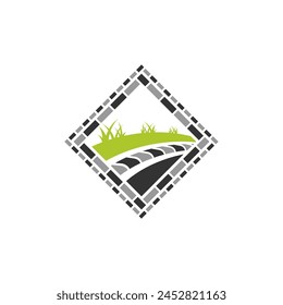 Paving land logo, paving logo design