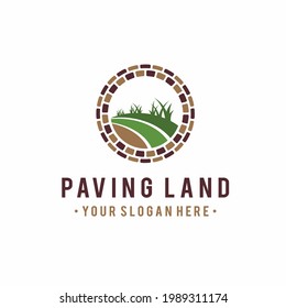 Paving land logo, paving and grass vector