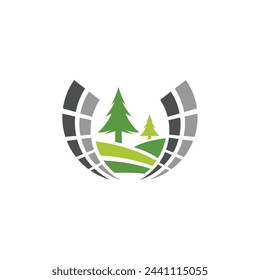 Paving land logo with landscape concept