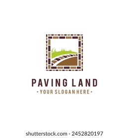 Logotipo de suelo pavimentado con concepto cuadrado