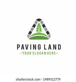 Paving land logo with triangle concept