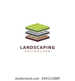 Paving land vector with landscape logo