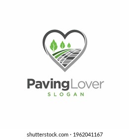 paving landscape logo with love concept