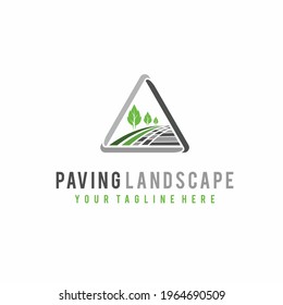 paving landscape logo with triangle concept