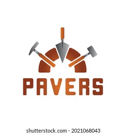 paving logo template with pavers tool and brick 02