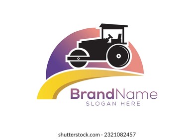 Paving machine logo design template